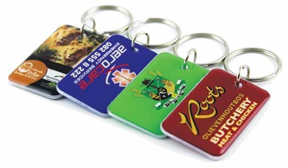 Rectangle Plexi Keyring With Full Colour Print Blue Chip Branding
