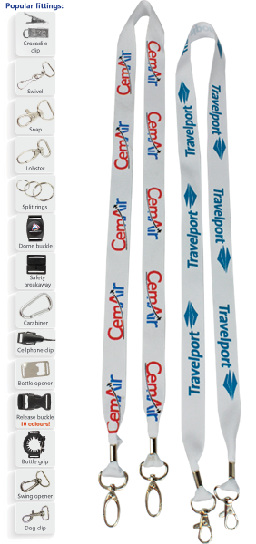 Picture of Screen printed 20mm petersham open lanyard with 1 col print