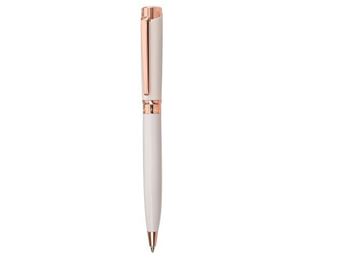 White Ballpen With Rose Gold Trim, Bogart W-B1616 WHT/GLD 