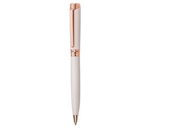 White Ballpen With Rose Gold Trim, Bogart W-B1616 WHT/GLD 