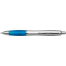 Silver Barrel Curved Design Ballpoint Pen With Coloured Grip, BP30111