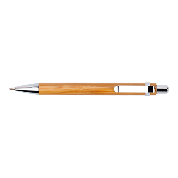 Bamboo Ballpoint Pen With Metal Trims, BP3804