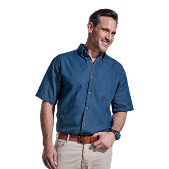 Denver Denim Shirt Short Sleeve Mens, LO-DE