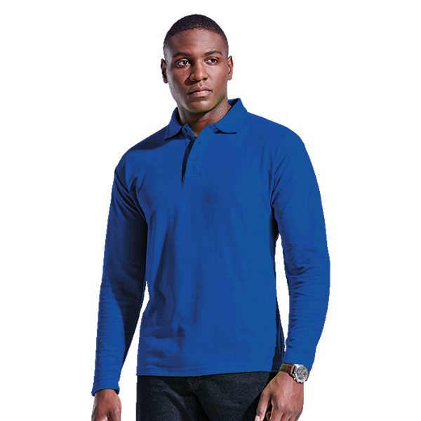 Mens 175g Pique Knit Long Sleeve Golfer, 175-LONG