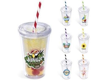 Malibu Double-Wall Stripe Straw Tumbler, GF-AM-668-B