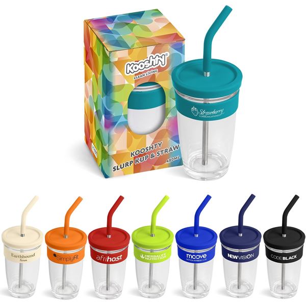 Kooshty Slurp Glass Kup & Stainless Steel Straw, GF-KS-635-B