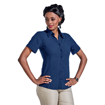 Ladies Pioneer Check Blouse Short Sleeve, LL-PI