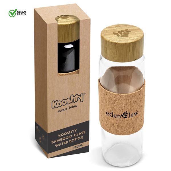 Kooshty Clear Bamboost Glass Water Bottle, KOOSH-9085