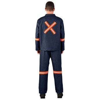 Vintage 100% Cotton Denim Conti Suit - Reflective Arms, Legs & Back - Orange Tape, ALT-11044