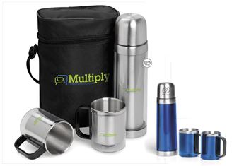 Admiral Stainless Steel Vacuum Flask & Mug Set, FLASK-808