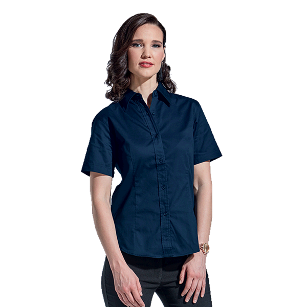 Ladies Brushed Cotton Twill Blouse Short Sleeve , LL-TWILL