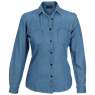 Ladies Denim Blouse Long Sleeve, LLL-DEN