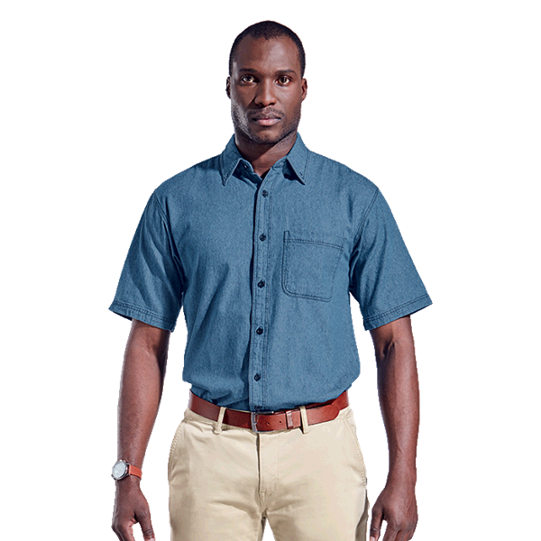 Mens Denim Shirt Short Sleeve | Blue Chip Branding