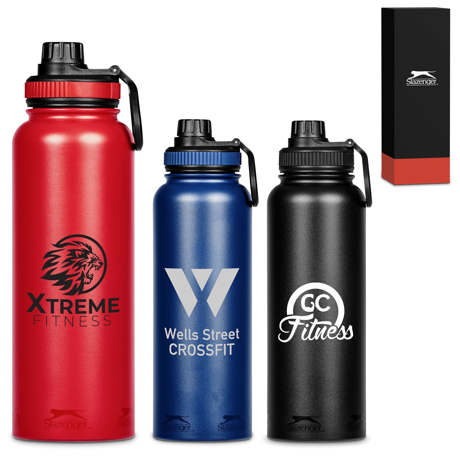 Slazenger Hooper Vacuum Water Bottle 1.2l Blue Chip Branding