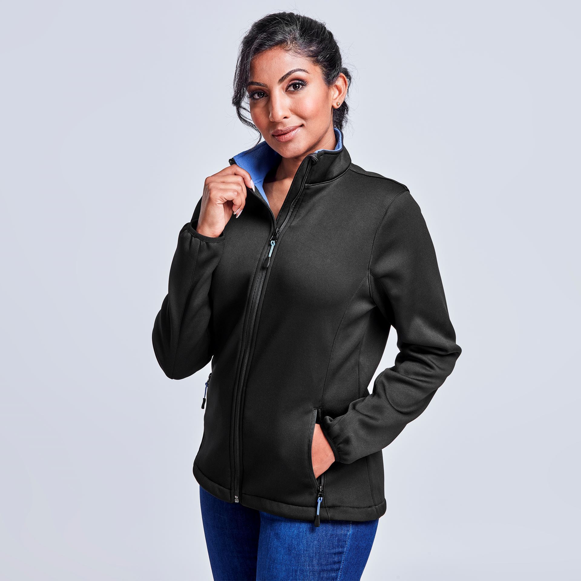 Ladies Palermo Softshell Jacket Blue Chip Branding