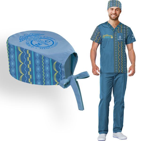 Mens V-Neck Scrub Top With FC Print, APP433