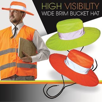 High Visibility Wide Brim Bucket Hat + 1 col print, APP614