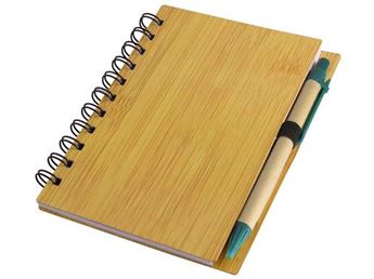 Faux Wood Mid-Size Notebook & Pen, ST325I