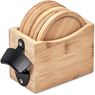 Okiyo Kanpai Bamboo Coaster & Bottle Opener Set, HL-OK-141-B