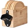 Okiyo Kanpai Bamboo Coaster & Bottle Opener Set, HL-OK-141-B