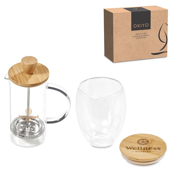 Okiyo Aibo Glass & Bamboo Coffee Set, GF-OK-1142-B