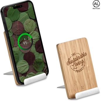 Okiyo Hakka Bamboo & Recycled Aluminium Wireless Charging Phone Stand, MT-OK-486-B