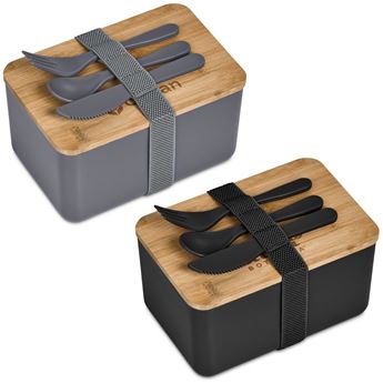 Okiyo Pasuta Recycled Plastic & Bamboo Lunch Box, CL-OK-125-B