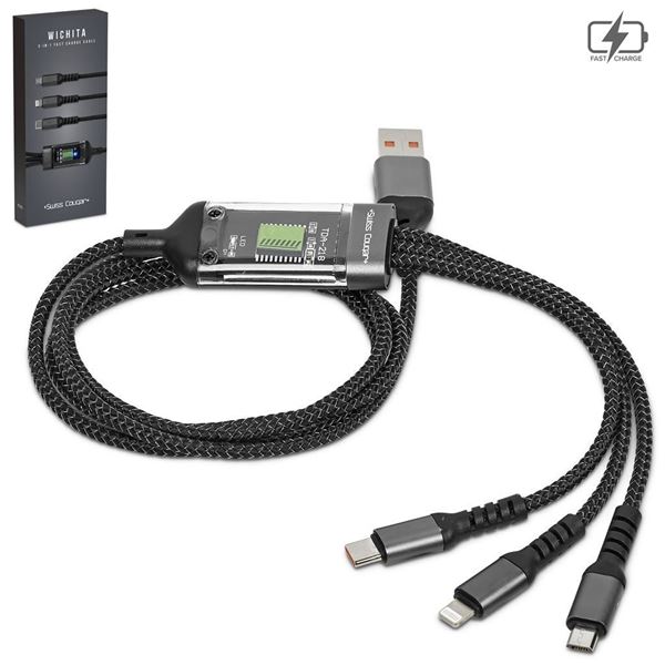 Swiss Cougar Wichita 3-in-1 Fast Charge Cable, MT-SC-489-B