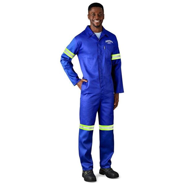 Safety Polycotton Boiler Suit - Reflective Arms Legs & Back - Yellow Tape, ALT-11083