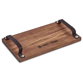 Serendipio Large Farm Style Wooden Tray with Leather Straps, HL-SD-154-B