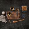 Serendipio Large Farm Style Wooden Tray with Leather Straps, HL-SD-154-B