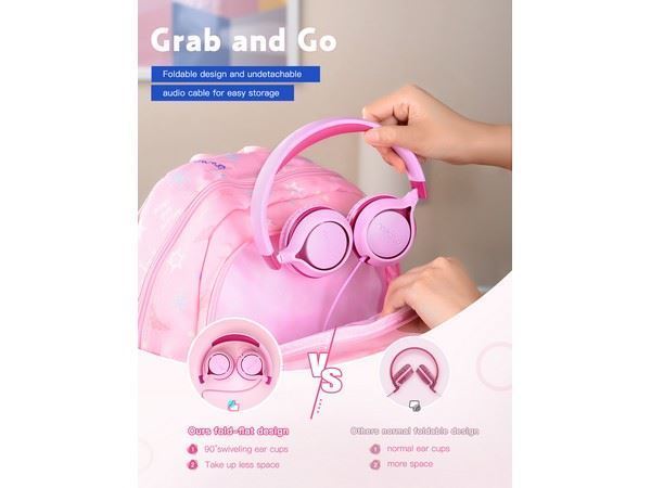Mpow Che 1 Kids Wired Headset (Pink), BH385AP