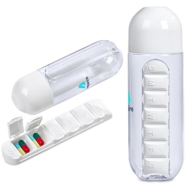 Altitude Vita-Stream Pill Box Plastic Water Bottle - 600ml, DR-AL-311-B