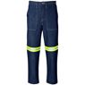 Cast Premium 100% Cotton Denim Pants - Reflective Legs - Yellow Tape, ALT-11171
