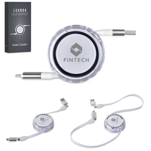 Swiss Cougar Luanda 4-in-1 Retractable Fast Charge 240W PD Cable, MT-SC-531-B