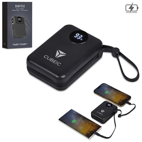 Swiss Cougar Seattle Fast Charge 22.5W Power Bank - 20,000mAh, MT-SC-541-B