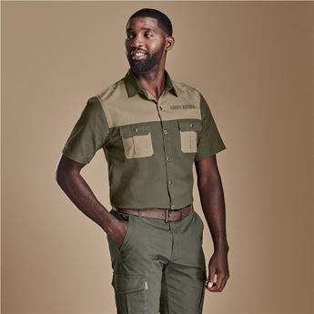 Mens Short Sleeve Serengeti 2-Tone Bush Shirt, ALT-SGMS