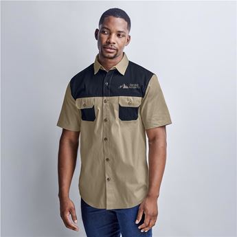 Mens Short Sleeve Serengeti 2-Tone Bush Shirt, ALT-SGMS