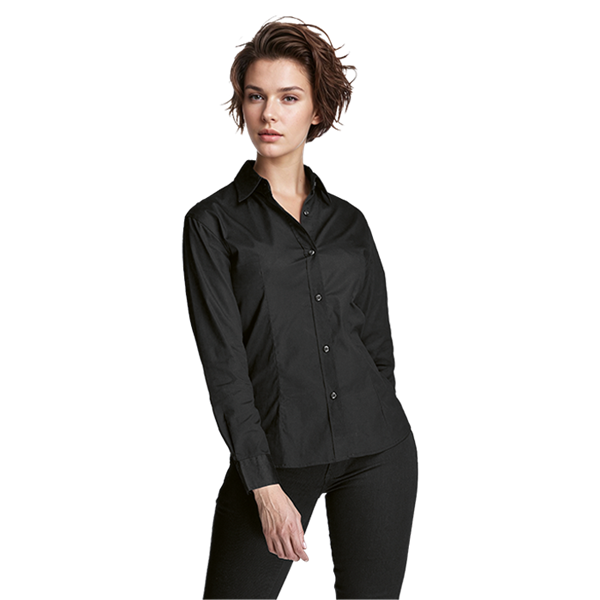 Ladies Brushed Cotton Twill Blouse Long Sleeve, LLL-TWILL
