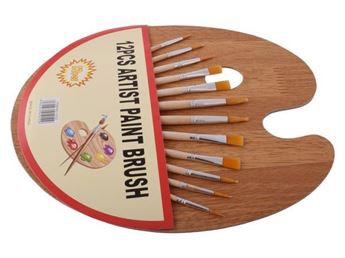 12-Piece Artist Paint Brushes & Pallet Set, ST369