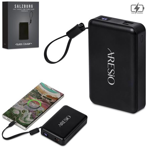 Swiss Cougar Salzburg Fast Charge 65W PD & QC Power Bank 15,000mAh, MT-SC-547-B