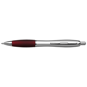 Silver Barrel Curved Design Black Ink Pen, BD9004