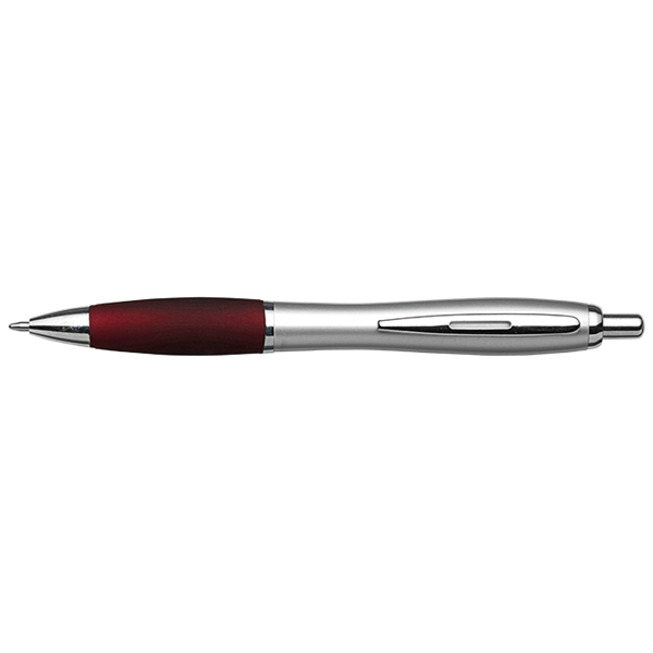 Silver Barrel Curved Design Black Ink Pen, BD9004